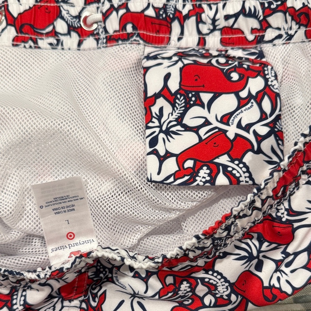 Vineyard Vines Floral Red and White Swim Shorts - Picture 5 of 6